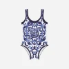 Majolica-print one-piece swimsuit