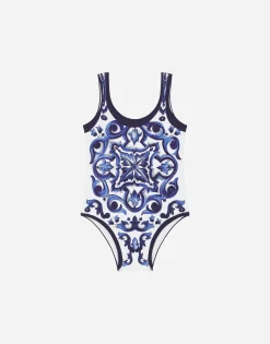 Majolica-print one-piece swimsuit