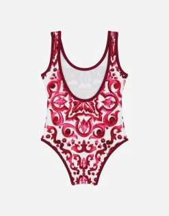 Majolica-print one-piece swimsuit