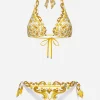 Majolica-print padded triangle bikini