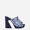 Majolica-print polished calfskin clogs
