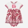 Majolica-print poplin and jersey dress
