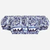 Majolica-print poplin crop top