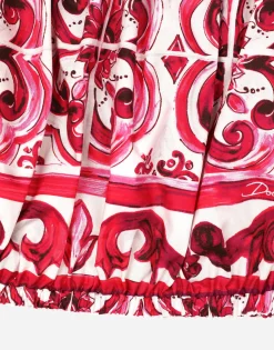 Majolica-print poplin crop top