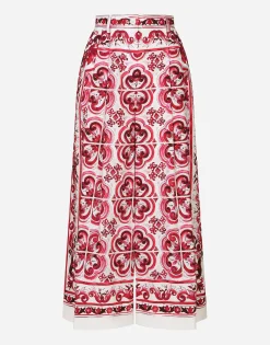 Majolica-print poplin culottes
