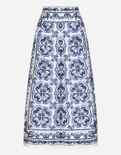 Majolica-print poplin culottes