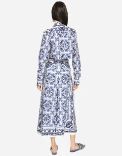 Majolica-print poplin culottes