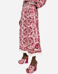 Majolica-print poplin culottes
