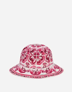 Majolica-print poplin hat
