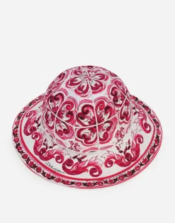 Majolica-print poplin hat