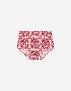 Majolica-print poplin midi dress
