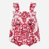 Majolica-print poplin romper suit