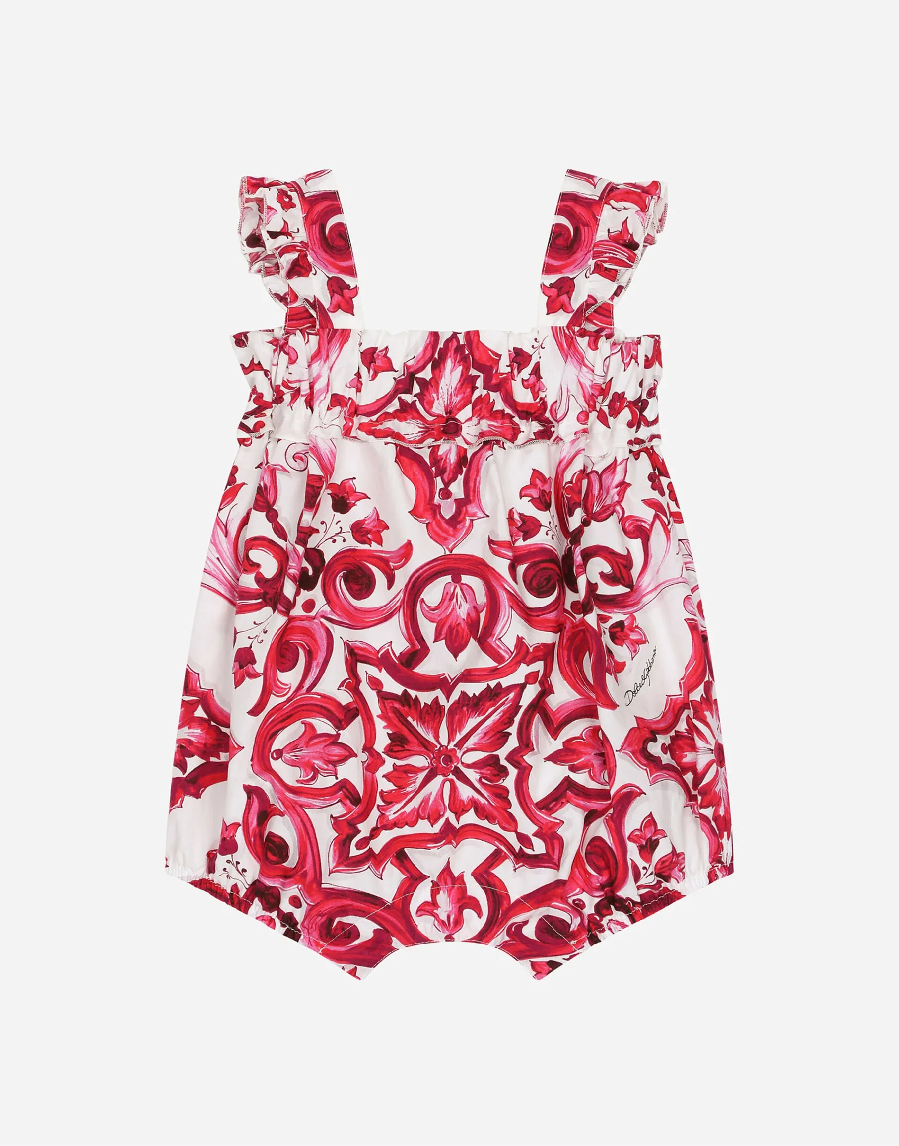 Majolica-print poplin romper suit