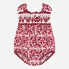 Majolica-print poplin romper suit