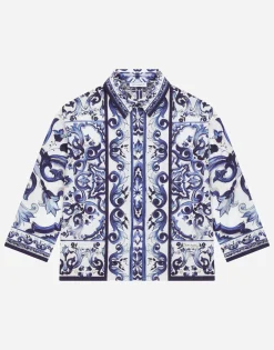 Majolica-print poplin shirt