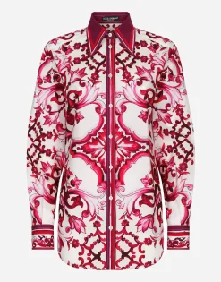 Majolica-print poplin shirt