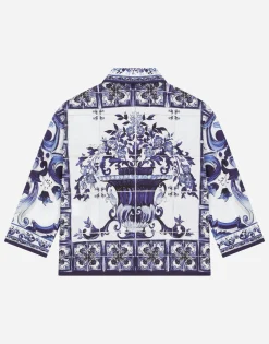 Majolica-print poplin shirt