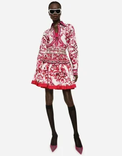 Majolica-print poplin shirt