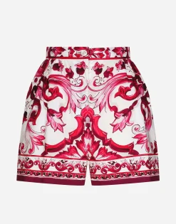 Majolica-print poplin shorts