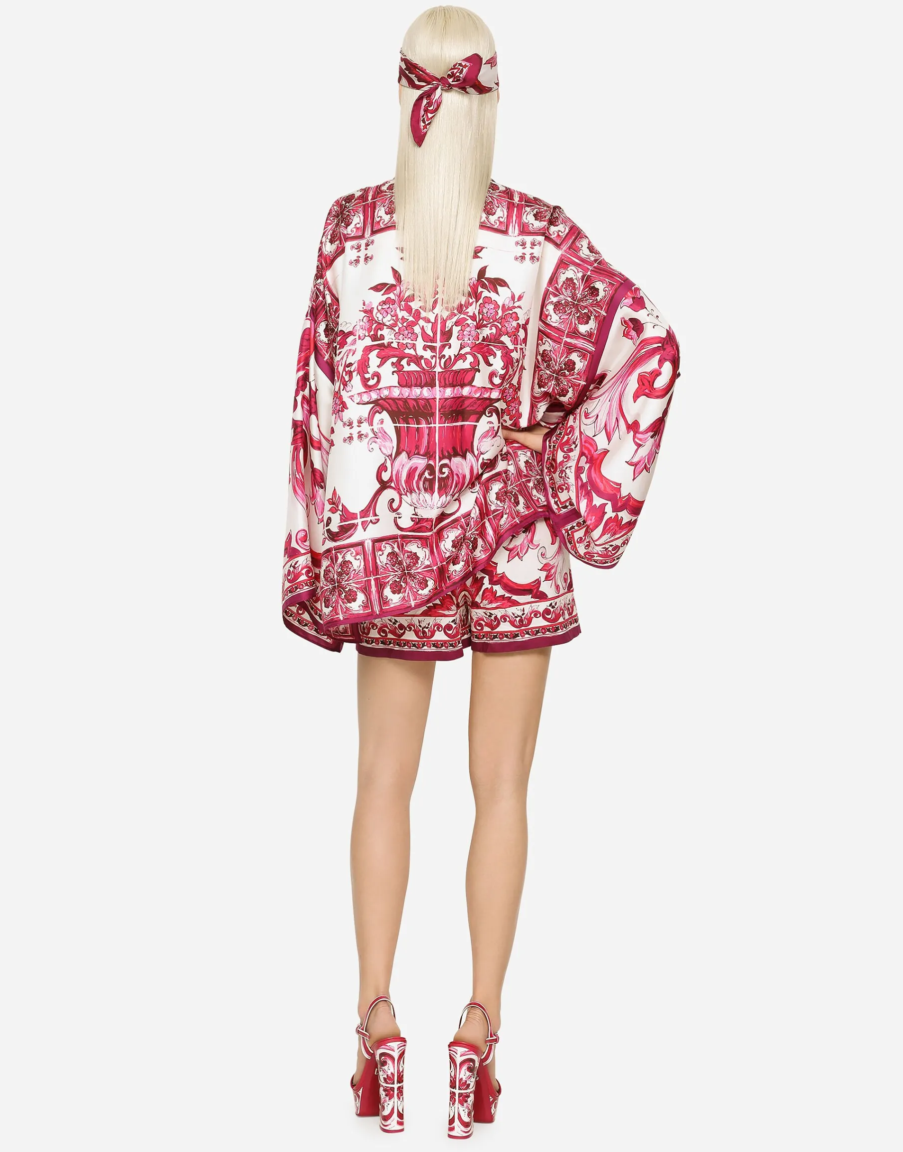 Majolica-print poplin shorts