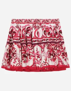 Majolica-print poplin skirt