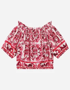 Majolica-print poplin top