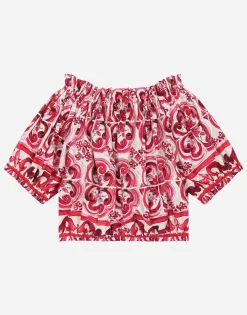 Majolica-print poplin top