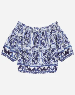 Majolica-print poplin top