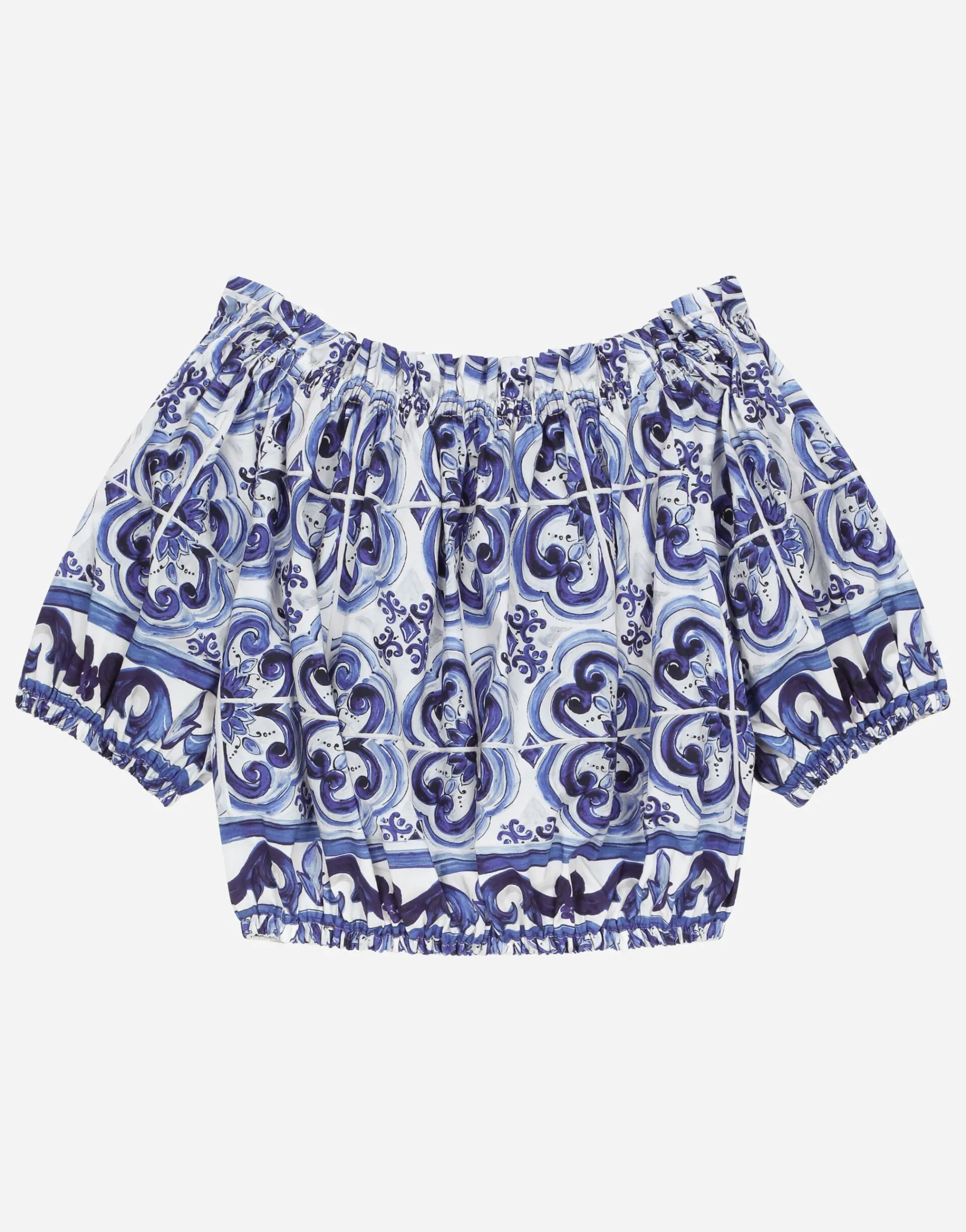 Majolica-print poplin top