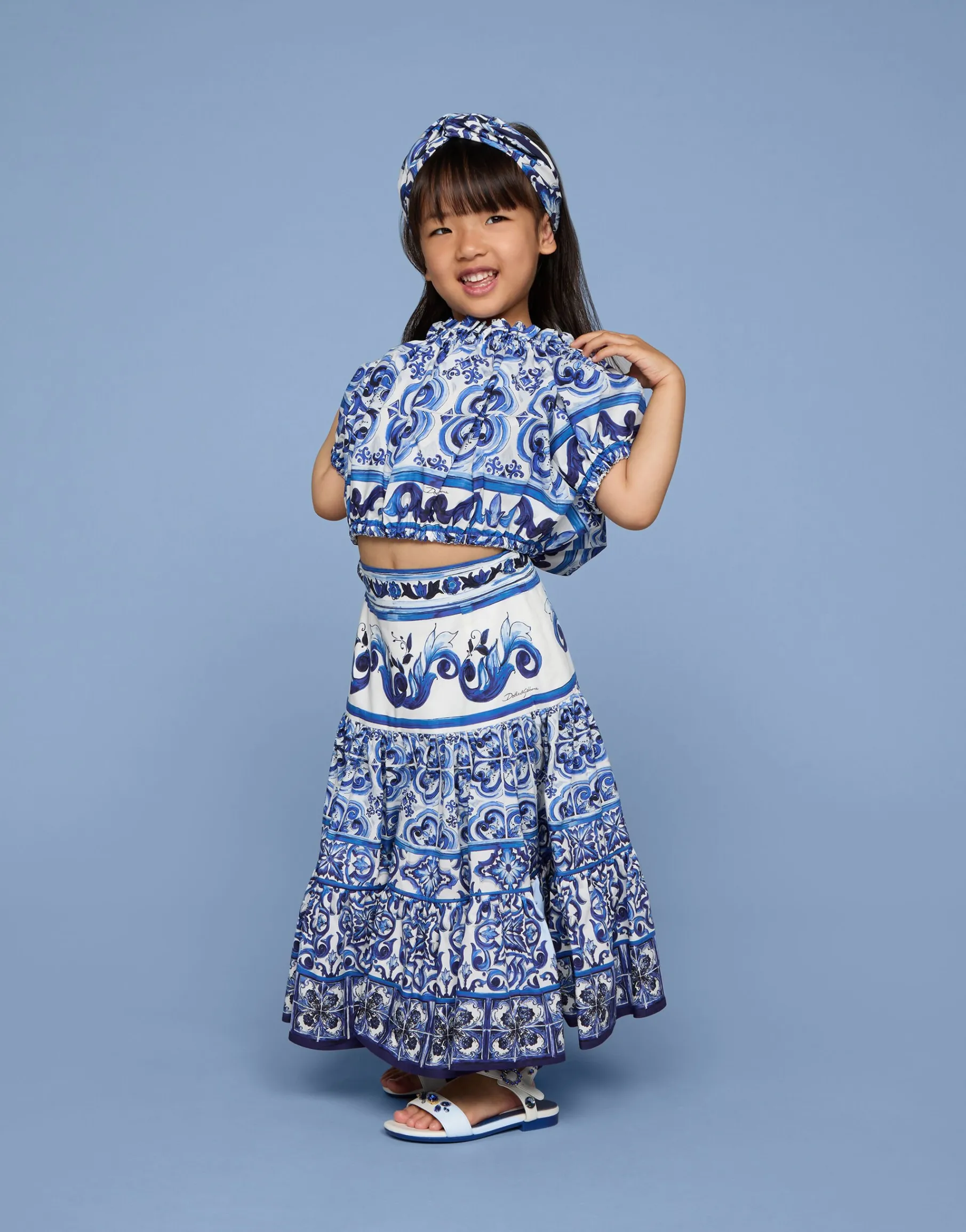 Majolica-print poplin top