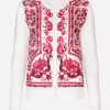 Majolica-print silk and twill cardigan
