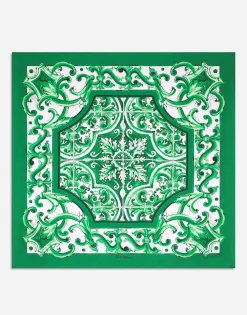Majolica-print silk bandanna (70x70)