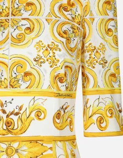 Majolica-print silk charmeuse midi dress