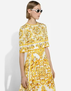 Majolica-print silk charmeuse midi dress