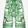 Majolica-print silk jogging shorts