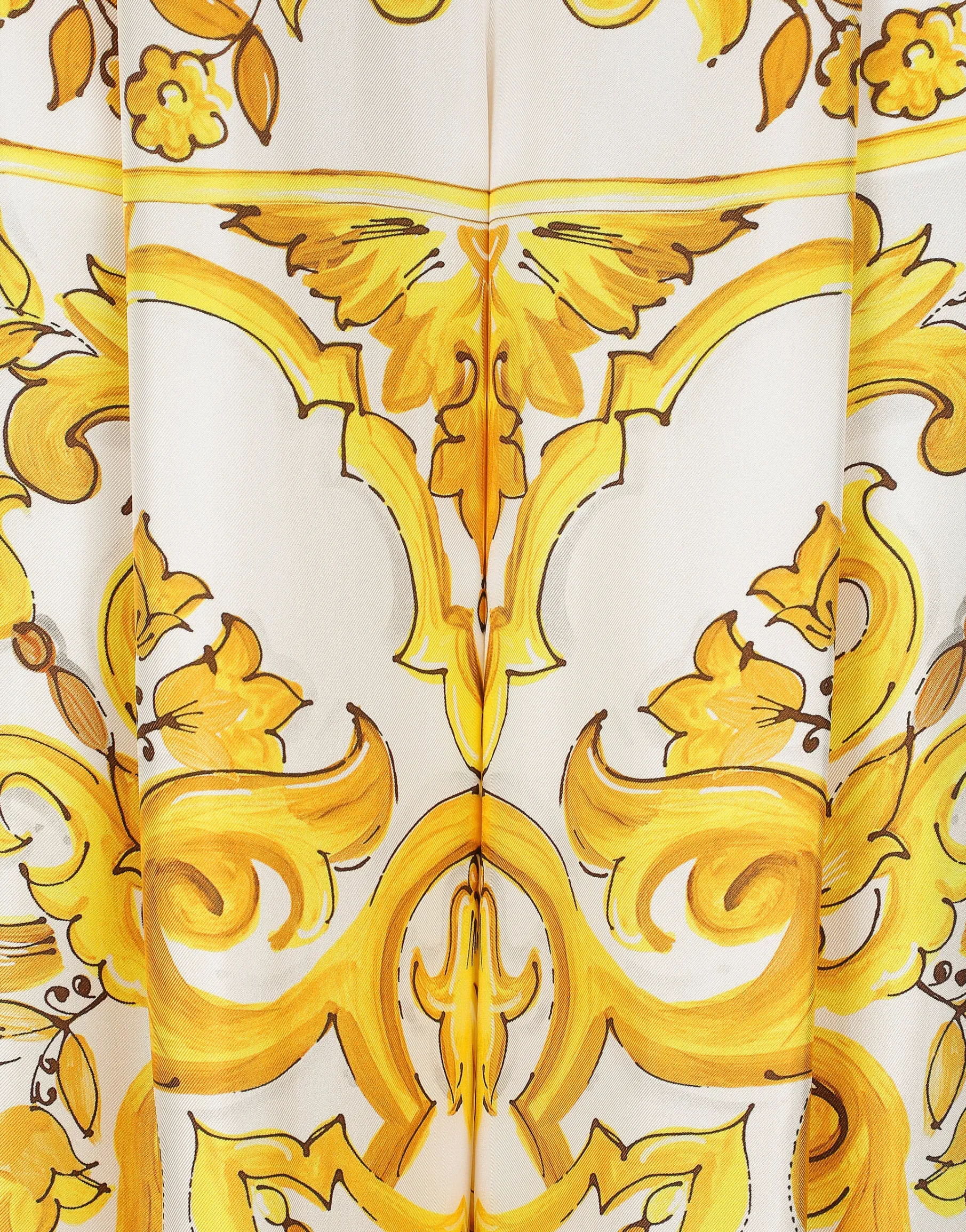 Majolica-print silk twill pants with elasticated waistband