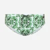 Majolica-print swim briefs with high-cut leg