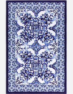 Majolica-print terrycloth beach towel