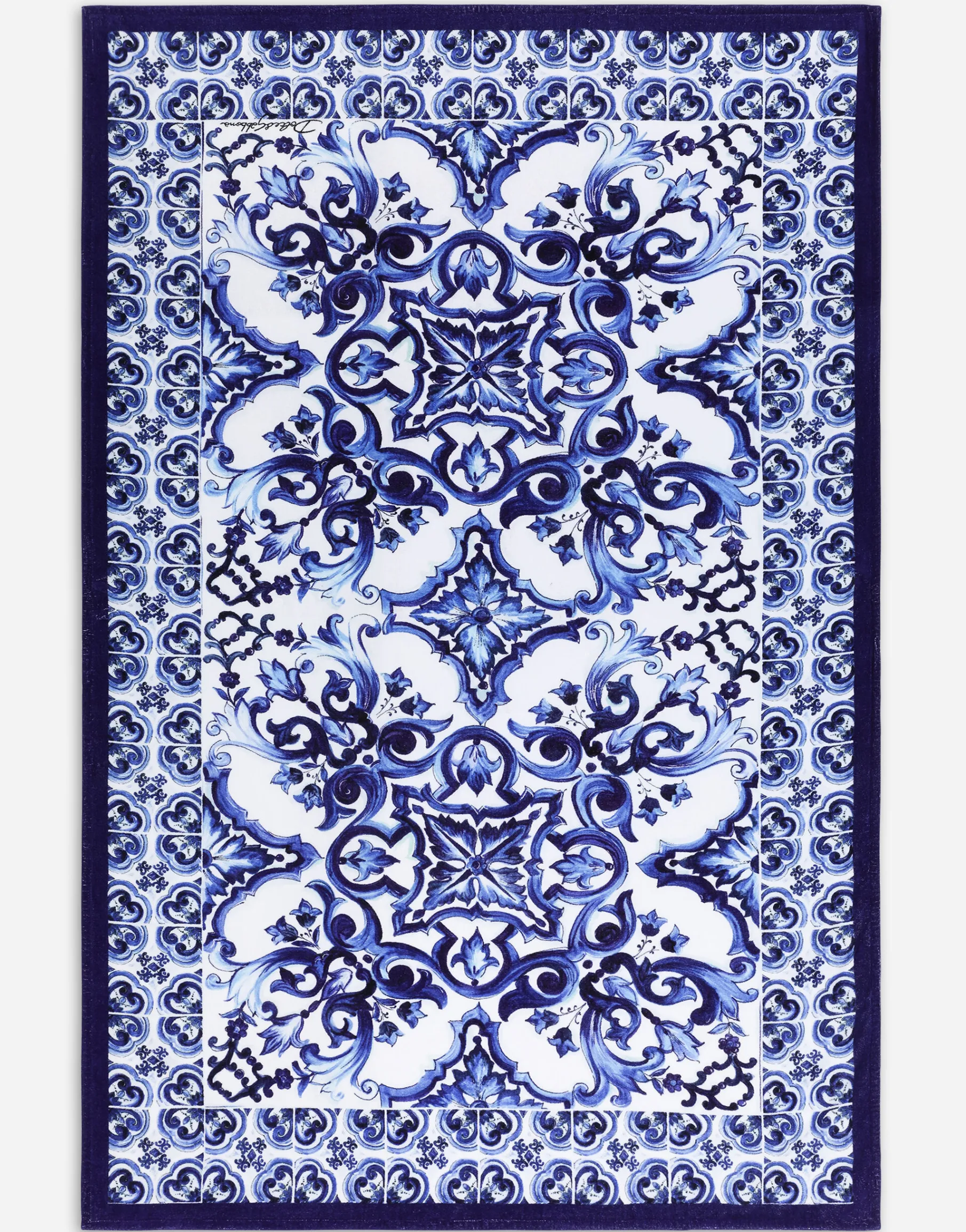 Majolica-print terrycloth beach towel