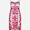 Majolica-print terrycloth midi dress