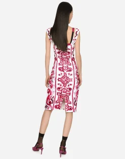 Majolica-print terrycloth midi dress
