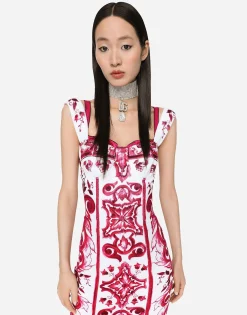 Majolica-print terrycloth midi dress