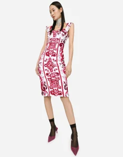 Majolica-print terrycloth midi dress