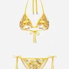 Majolica-print triangle bikini