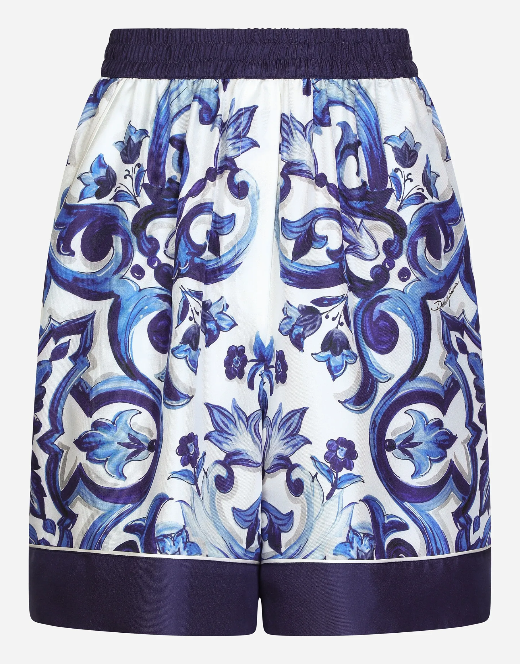 Majolica-print twill pajama shorts