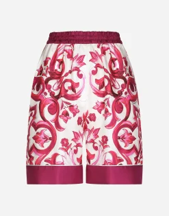 Majolica-print twill pajama shorts