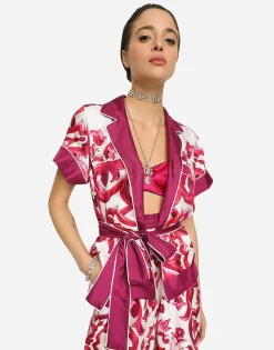 Majolica-print twill pajama shorts