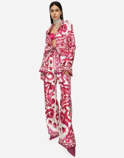 Majolica-print twill pajama shirt