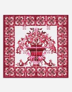 Majolica-print twill scarf (90 x 90)