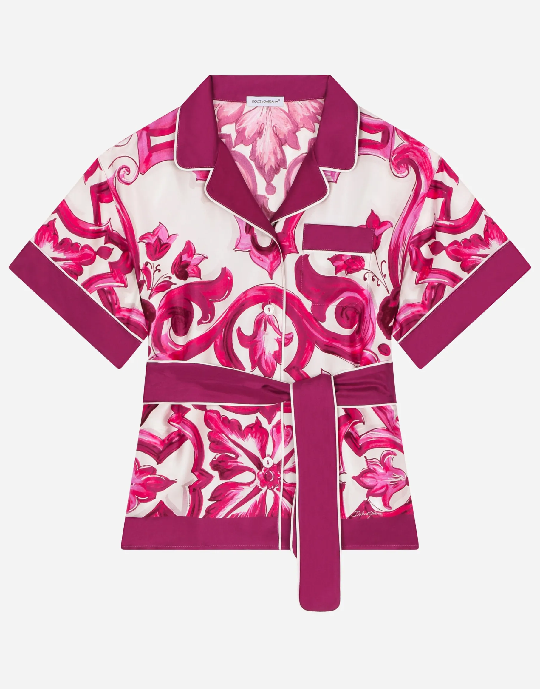 Majolica-print twill shirt